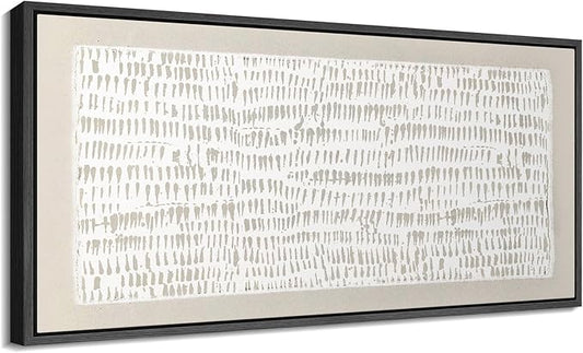 SIGNFORD Extra Large Framed Canvas Minimalist Beige Tribal Pattern Illustrations Modern Art Calm Warm for Living Room, Bedroom, Office - 60"x30"