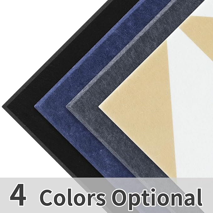 Smarpau Large Cork Board for Walls, 12 Pack Square Bulletin Board, 48"x36" Pin Board with Pushpins Removable Security Stickers, Felt Wall Tiles for Office Home Decoration-Dark Grey