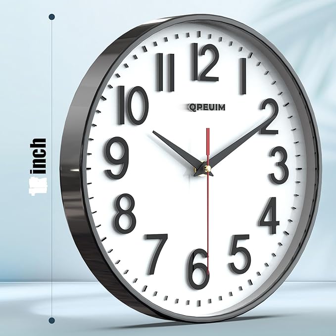 Wall Clock Wall Clocks Silent Non-Ticking Battery Operated Large Easy to Read with Stereoscopic Dial Ultra-Quiet Movement Quartz for Office Classroom School Home Kitchen