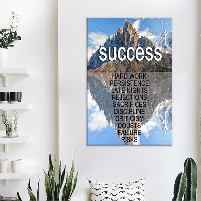 Inspirational Poster Wall Art Home Decor Motivational Entrepreneur Quotes Painting on Canvas Positive Theme Picture Print Artwork for Living Room Office Classroom Stretched and Framed [24''Wx36''H]