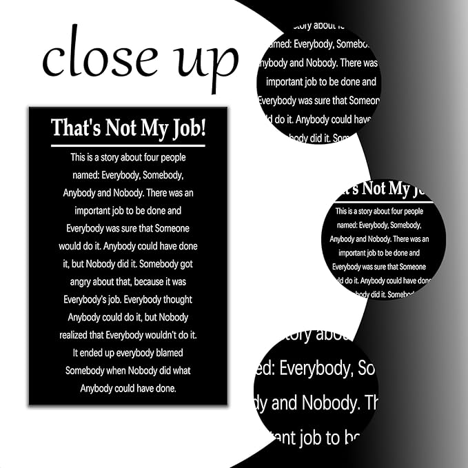 Motivational Office Canvas Wall Art for Workplace Accountability Mindset Teamwork That's Not My Job Positive Quotes Poster Print for Modern Home Bedroom Bathroom Stretched and Framed [12''Wx18''H]