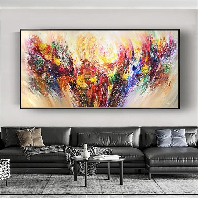 CBZKTR Canvas Wall Decor Art Prints Poster Modern Abstract Large Oil Paintings In Living Room Office Wall Decor Mural Gift Art 63x125cm(25""x49"") with Black Frame