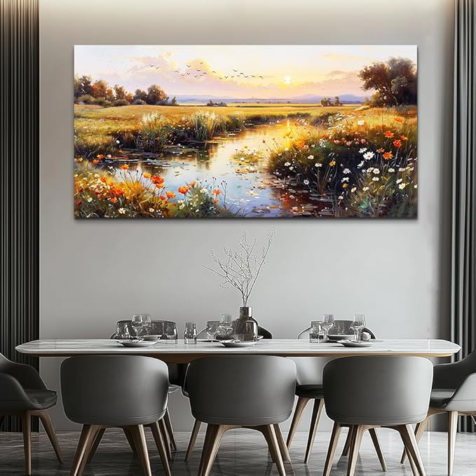 ZUITINGHUA Canvas Wall Art For Living Room Wall Decor For Bedroom Office Wall Decoration Rivers Landscape Painting Farmhouse Pictures Artwork Room Aesthetic Home Decor 20x40 In