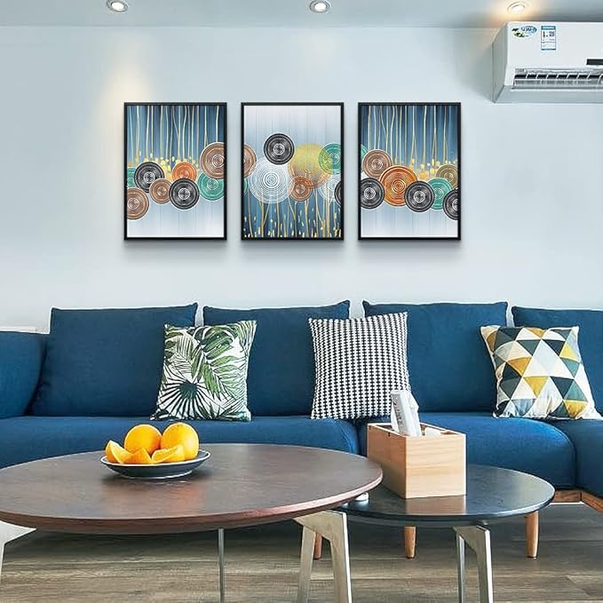 Black Framed 3 Piece Art Prints - Boho & Minimalist Abstract Wall Art for Living Room, Bedroom & Office