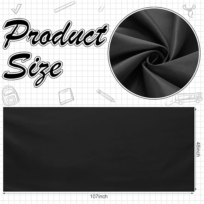 Bulletin Board Fabric 48 '' x 107 '' Class Fabric for Classroom Bulletin Board Decor, Pillows, Curtains, Crafts(Black)
