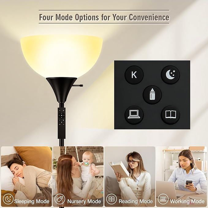 Floor Lamps for Living Room, 71'' Torchiere Floor Lamps with Remote, 2700K-6500K Colors Temperature & Brightness Adjustable, 10W/1200LM Bright Dimmable Floor Lamp,Tall Standing Lamp for Bedroom/Office