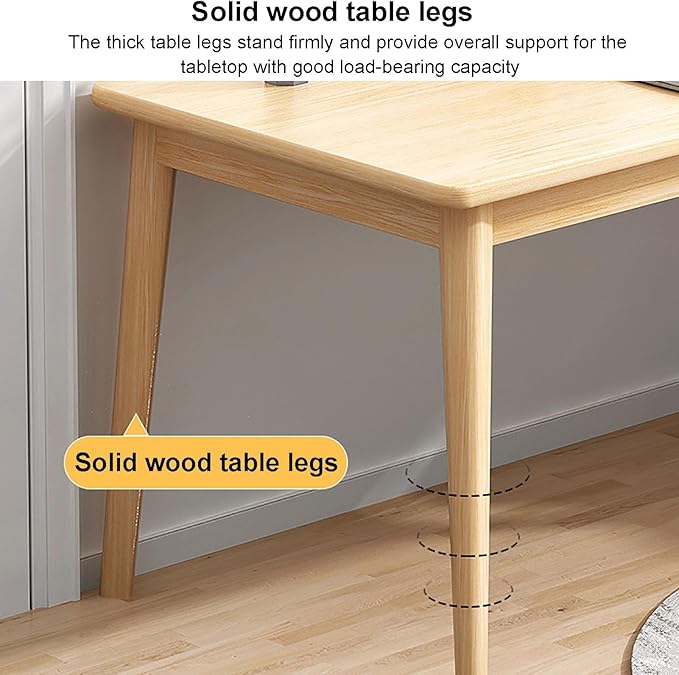 Minimalist Pc Desk, Industrial Home Office Desk, Sturdy Work Study Writing Desk with Solid Wood Legs,Modern Computer Table Workstation for Living Room Bedroom(100x55x75cm(39x22x29inch), Wood)
