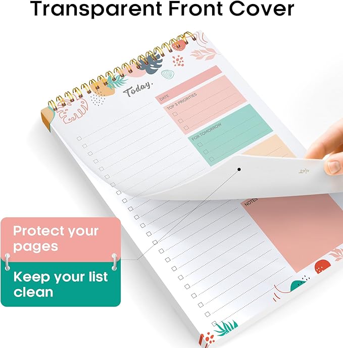 Taja To Do List Notepad - To Do List Notebook for Work with 52 Sheets, 9.8" x 6.5", Undated Daily Planner Perfect for Daily Tasks and Goal Setting, Notepad Suitable for Office, Home & School - Blossom Grove