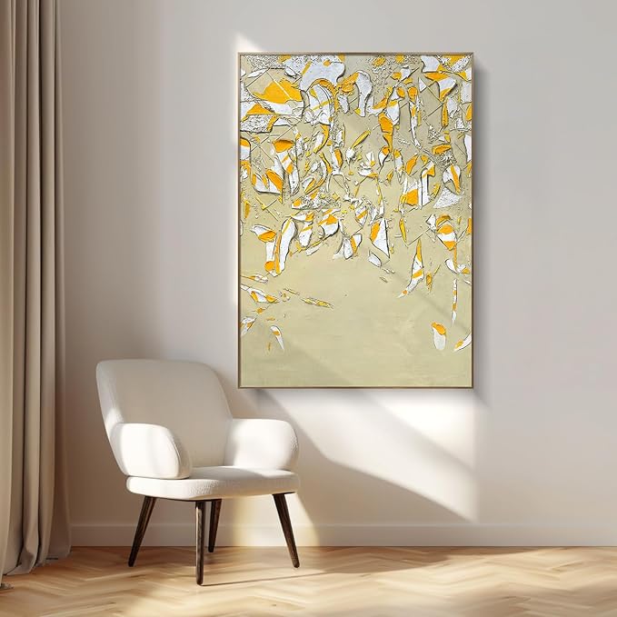 BrightA Large-scale hand-painted wall artworks in natural colors. Large-sized texture-based abstract decorations. Suitable for sofa background walls in living rooms, bedhead walls in bedrooms, corridors, and exhibition hall decorations 59"x84.6"