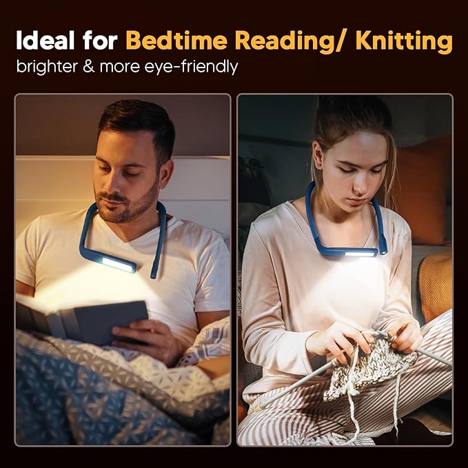Book Light For Reading In Bed Neck Light Rechargeable Lamp For Reading Camping Working, Mothers Day Gifts for Mom Book Lovers Trending Gifts For Men Women Adults Teens Readers Bible Study Supplies
