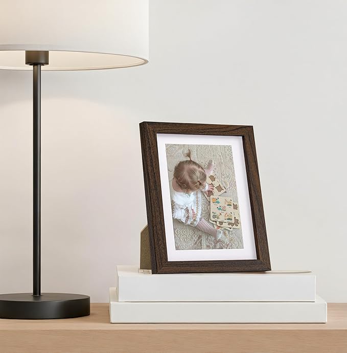 eletecpro 5x7 Picture Frames Set of 10, Picture Frame Collage Wall Decor Displays 4x6 Photo With Mat or 5x7 without Mat, Home Decor Gallery Frame for Table Top or Wall Mounting, Walnut Brown