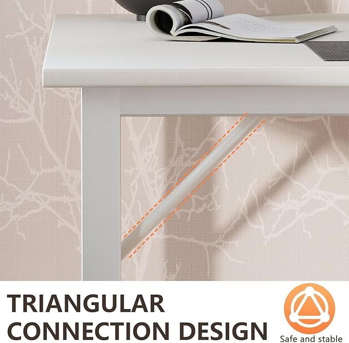 BestOffice Computer Desk,Home Office Desk, Modern Simple Style for Home Office Study Writing (White, 55 Inch)