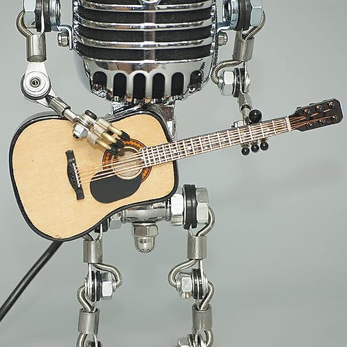 Desk Lamp,Handmade Vintage Microphone Guitar Robot Table Lamp LED Bulbs Wall Lamp Home Desktop Decoration - Height 8.5 inch,Width 4 inch and Depth 3 inch (with Lamp)