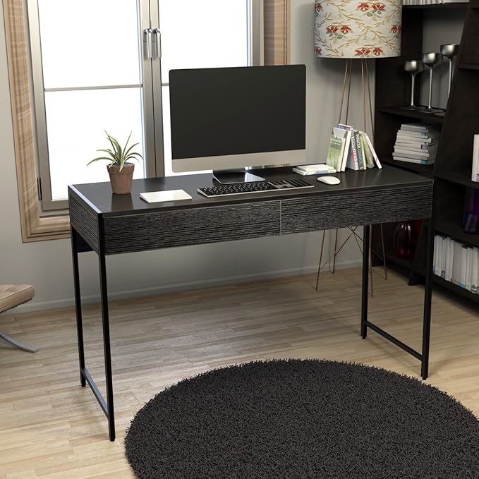 2-Drawer Computer Desk Study Table Writing Workstation Home Office Black