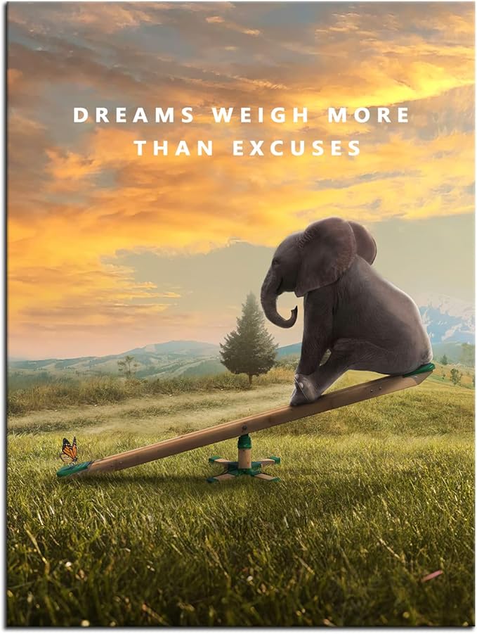 Motivational Canvas Wall Art Inspirational Poster Inspiring Quote Dreams Weigh More Than Excuses Picture Home Office Decor Painting Framed and Stretched Ready to Hang [30''W x 40''H]