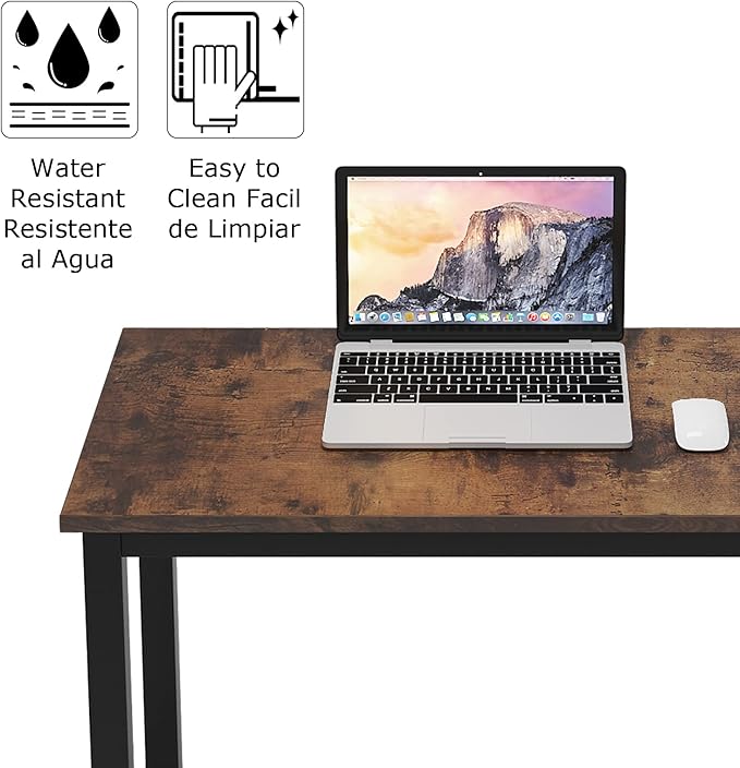 sogesfurniture 31.5 inches Sturdy Writing Desk for Small Spaces, Home Office Desk Computer Desk Gaming Desk Computer Table Sturdy Writing Workstation for Home Office, Brown