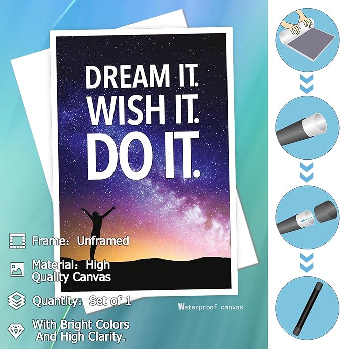 Funky Motivational Quotes Wall Art Trendy Motivational Dream It Wish It Do It Canvas Poster Work Motivation Hustle Inspiring Prints Painting For Office Living Room Wall Decor 8x12in Unframed