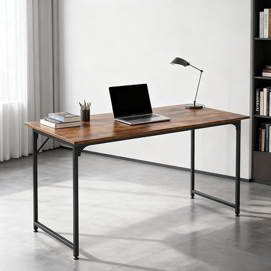Dkelincs 47 Inch Computer Desk Home Office Desk Gaming Writing Desk Modern Simple Style Study Work Table with Metal Frame, Large Legroom, Adjustable Feet, Water-Resistant, Vintage