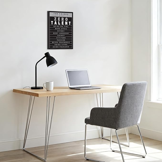 YOUHONG Motivational Wall Decor Inspirational Quotes Wall Art 10 Things That Require Zero Talent Motivational Posters Inspirational Poster Office Art with Wooden Frame for Office Decor (12x18 Inch)