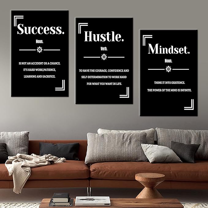 Large Motivational Canvas Wall Art 3 Piece Posters Print for Home Inspirational Quote Picture Painting Positive Artwork for Living Room Office Workplace Stretched and Framed [72''Wx 36''H]