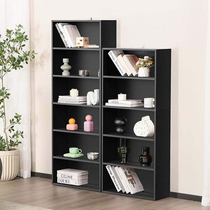Book Shelf, 5-Tier Bookcase with Adjustable Shelves, Open Storage Shelves for Organization, 23.82 x 9.25 x 53, for Bedroom, Living Room, Home, Office, Black
