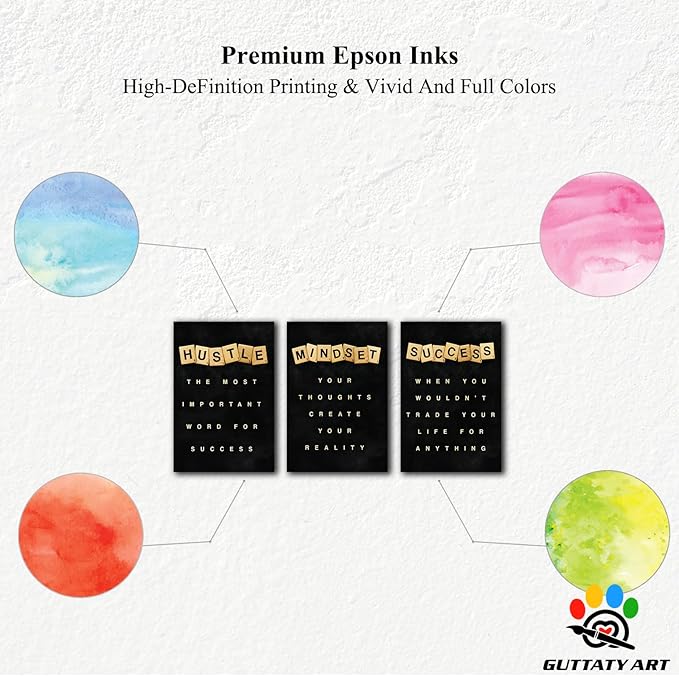 Office Wall Art - 3 Panel Motivational Canvas With Inspirational Quotes for Home Decor, Positive Entrepreneur Words Poster Frame for Company 24"x36"x3Pcs