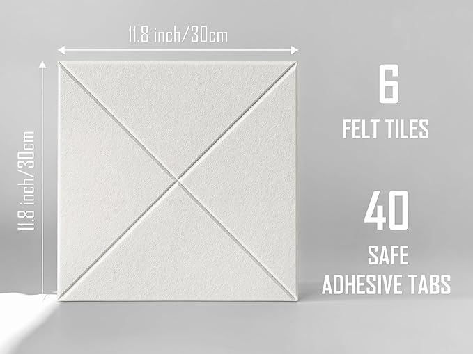 Cork Board 24 x36 Alternative - 6 Pack Felt Wall Tiles with Safe Removable Adhesive Tabs, Cork Boards for Walls for Home Office Pin Board Tack Board Bulletin Board - Warm White