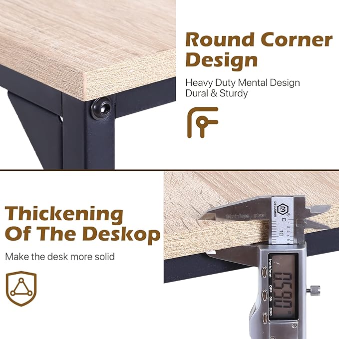 Dkelincs Computer Desk 47” Writing Desk Modern Simple Style Office Desk with Metal Frame for Home Office Easy Assembly,Nature