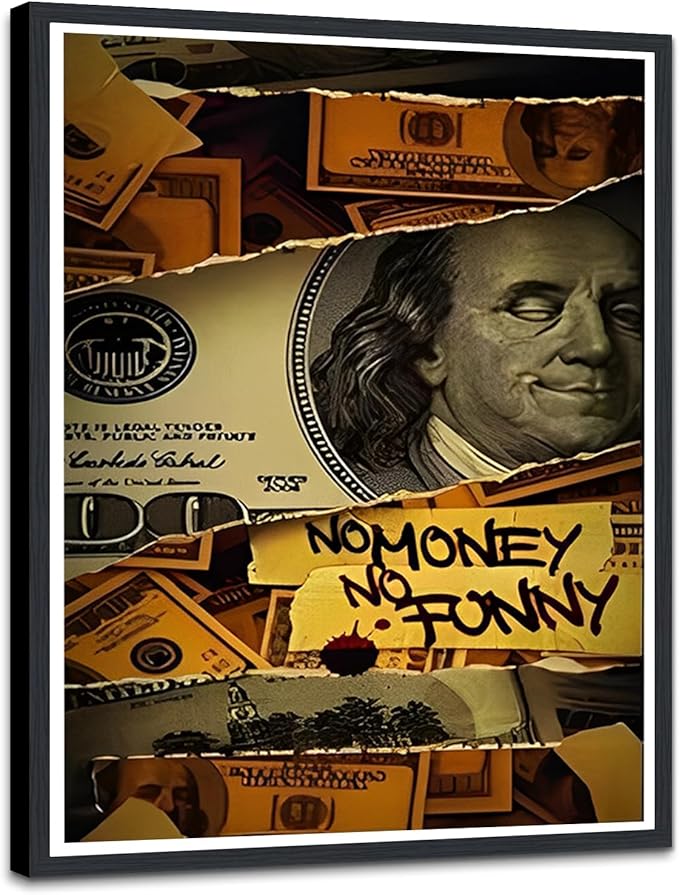 Inspirational Entrepreneur Quotes Wall Art No Money No Funny Posters Motivational Canvas Print Artwork Wall Decor for Office Living Room Decor Ready to Hang 12X16inch