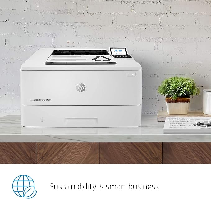 HP LaserJet Enterprise M406dn Monochrome Duplex Printer (3PZ15A) (Renewed)