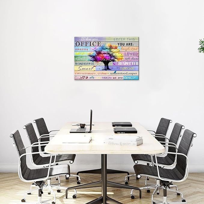Inspirational Wall Art for Office Team Rules Signs, Framed Prints - Motivation, Positive Quotes - 16x12 Colors