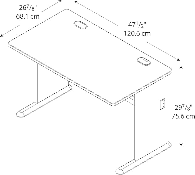 Bush Business Furniture Series A 48W Computer Desk in Natural Cherry and Slate, Small Office Table for Home or Professional Workspace