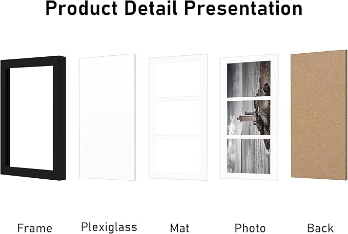 VIOLABBEY 8x14 Collage Picture Frame,Fits Three 4x6 Photos with Mat or One 8x14 Pictures without Mat for Wall, 4x6 Picture Frame Collage Black
