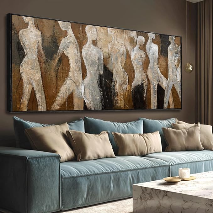 CHUDANHAO Abstract Wood Wall Art Figure Decorative Pictures Line Large Artwork 40"x86" Painting for Living Room Posters for Bedroom