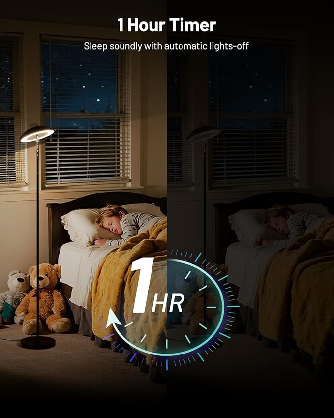 LED Floor Lamp with RGB Star Projector & Remote, Stepless 3000-6000K Color Changing Standing Lamp, Dimmable Black Corner Lamp, 15W Modern 69" Tall Light for Bedroom, Kids Room, Living Room