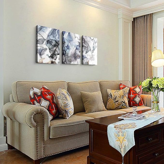 Canvas Wall Art for Living Room - Abstract Decor for Bedroom, Modern Office Decorations - Ink Paintings Fashion Abstract Pictures Artwork - Room Canvas Art Prints for Kitchen Home 3 Piece