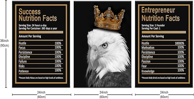 Eagle Motivational Canvas Wall Art Home Decor for Office Inspirational Entrepreneur Quote Poster Print Modern Positive Picture Painting for Living Room Gym Artwork Stretched and Framed [72''Wx 36''H]