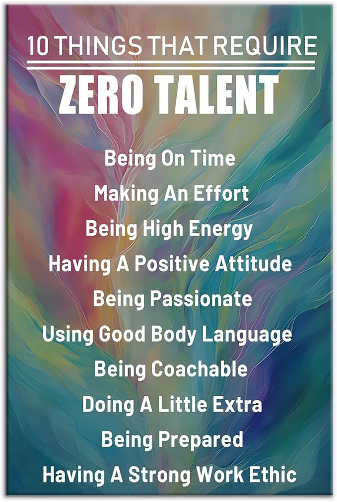 Inspirational Quotes Wall Art for Bedroom Zero Talent Motivational Wall Decor Quotes for Entrepreneurs Poster Print Artwork Use for Bedroom Living Room Framed Ready to Hang [24''Wx36''H]