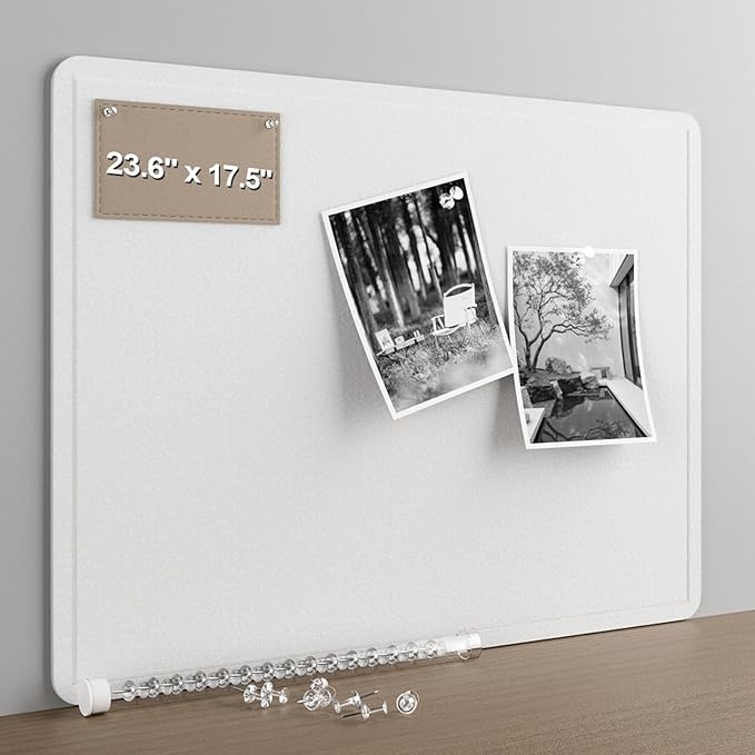 Large Felt Bulletin Board for Wall, 24"x18" Frameless Picture Board, Soft Felt Cork Board for Office, Home Planning & Office Wall Decor, Easy Install Pin Board