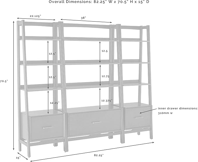 Crosley Furniture Landon 3-Piece Bookshelf Etagere Set, Bookcase with Shelves and File Drawers, Mahogany