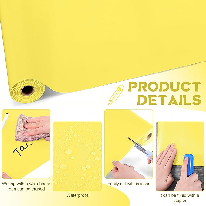 16 in x 40 Ft Fabric Bulletin Board Roll Classroom Non Woven Fabric Background Decorations Waterproof Wrinkle Resistant Bulletin Board for Back to School Wall Decor(Yellow,c)