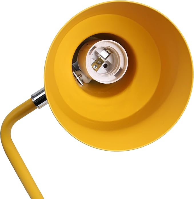 Simple Designs LD1078-YLW 15.2" Sleek Essentials Metal Cone Shade Desk Lamp with Adjustable Shade, for Office, Desk, Nightstand, Dorm, Yellow