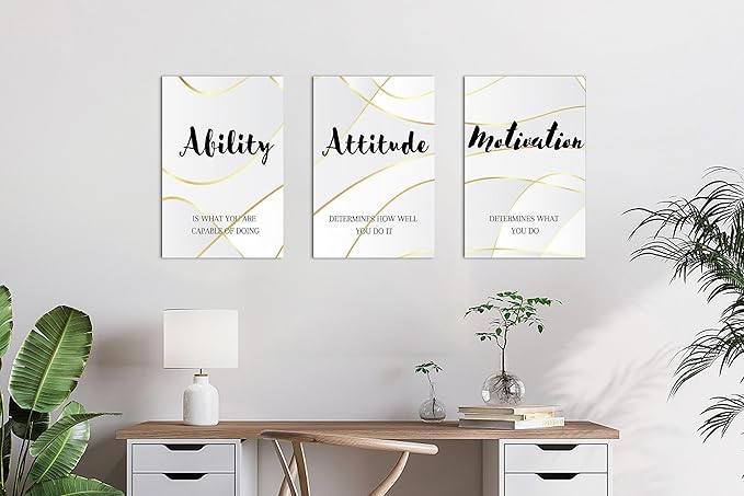 SHMAO 3 Piece Office Canvas Wall Art, Motivational Quotes Canvas Print Pictures Wall Decor for Office, Men Women Inspirational Framed Artwork Home Office Decor 12"x18" x 3 Pcs