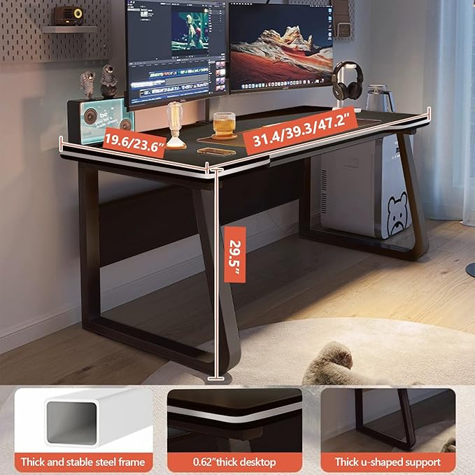 Gaming Desk Computer Writing Table Student Art Modren Simple Style PC Wood Suitable for Home, Office