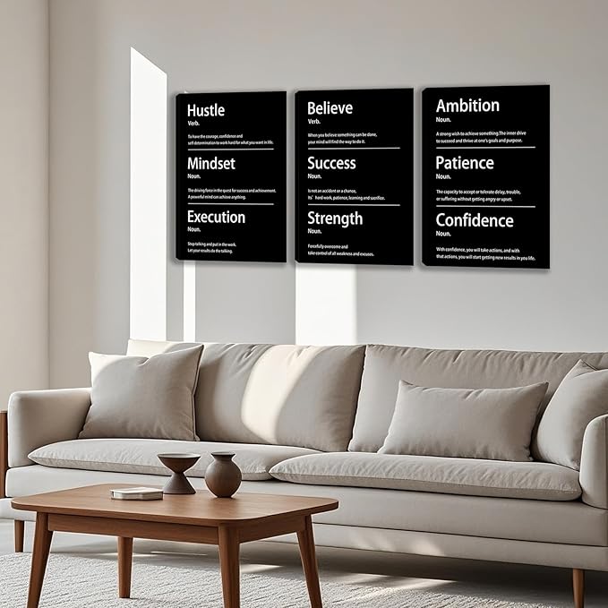 3 Panel Print Canvas Wall Art Motivational Office Wall Decor Painting Inspirational Posters Modern Inspiring Artwork for Home Living Room Bedroom Wall Decor Office Wall Art Ready to Hang - 48"Wx24"H