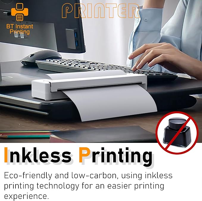 Fostex Wireless Portable Printer,Portable Wireless Printer 8.5" X 11" US Letter, Thermal Bluetooth Printer Support, Portable Wireless Printer for Android & Laptop,Office,Home,School