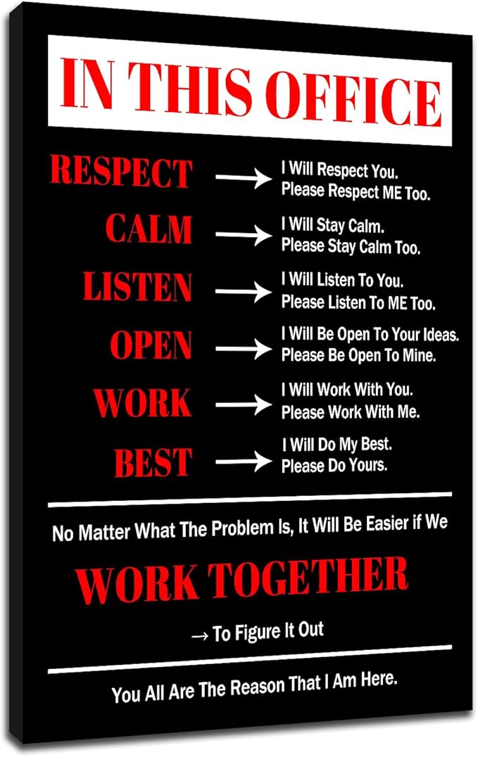 Inspirational Wall Art In This Office Quote Motivational Poster Inspiring Canvas Painting Prints Wall Pictures for Living Room Home Decor Framed Artwork Stretched and Framed [24''Wx36''H]