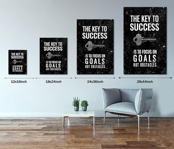 Large Size Framed Office Wall Art Giclee Canvas Paintings Posters and Prints Motivational Wall Pictures for Study Room Studio Wall Hangings Gallery Wrapped Ready to Hang-28x44 inches