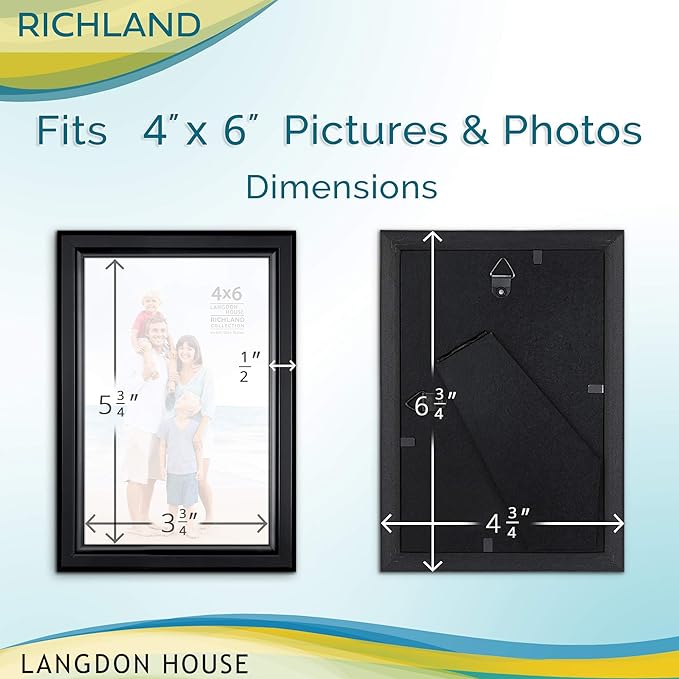 Langdon House 4x6 Black Picture Frame - Distinguished Edging for Classic Style - Richland Collection
