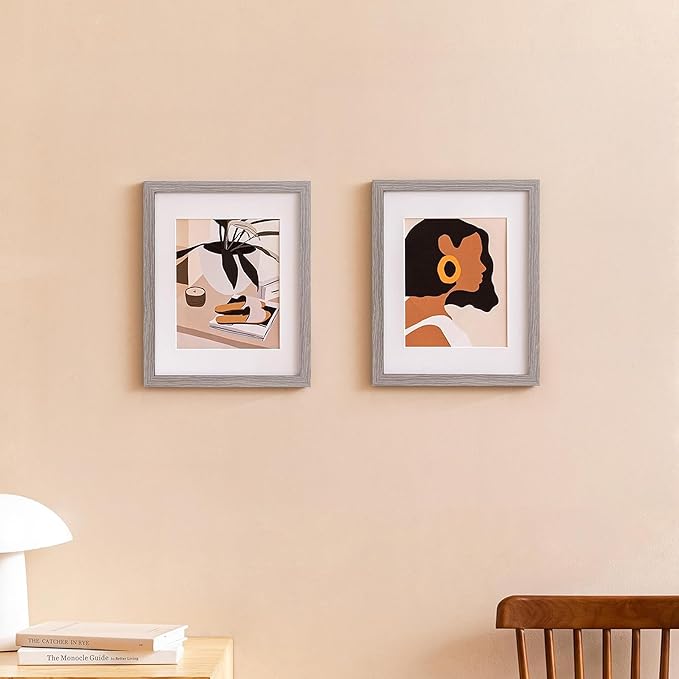 eletecpro 8x10 Picture Frames Set of 5, Picture Frame Collage Wall Decor Display 5x7 Photo with Mat or 8x10 without Mat, Home Decor Gallery Frame for Table Top or Wall Mounting, Beige